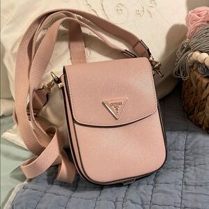 Guess Pink BACKPACK/Crossbody with Gold Hardware and Flap Closure